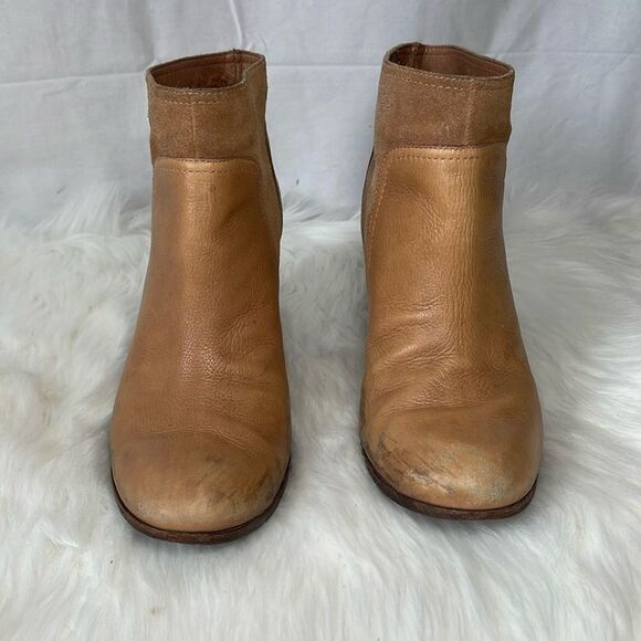 Kate Spade Luckie Tan Leather/Suede Distressed Booties Sz 8 - Picture 2 of 10